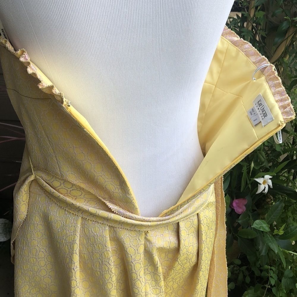 COPY - Kay Unger Gorgeous Pale Yellow Midi Cocktail Dress - Picture 9 of 12